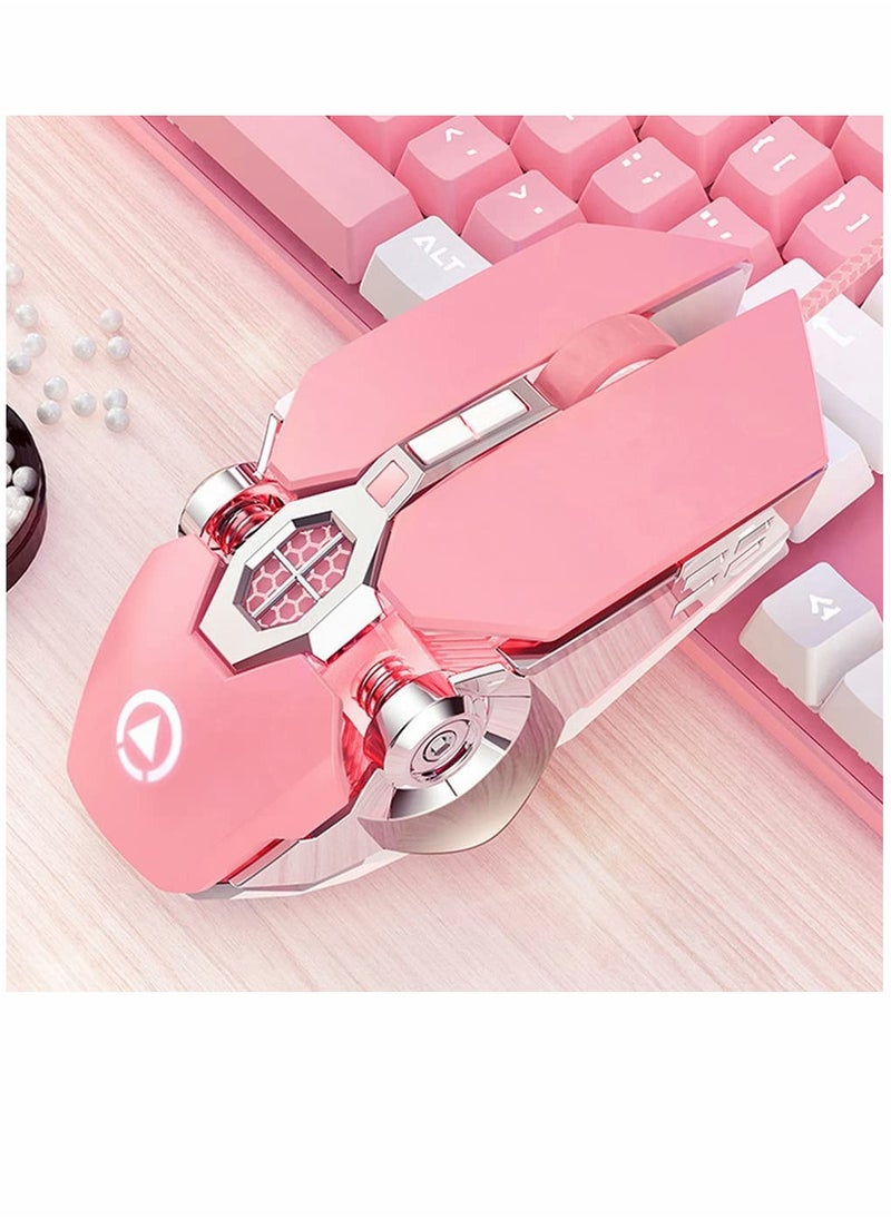 Gaming Mouse Wired Computer Mouse Mechanical Pink Optical USB Mouse 7 Buttons, 4 Levels Adjustable DPI Up to 3200, RGB Backlit, Sound Click PC Mouse Fit for Girls Gamer