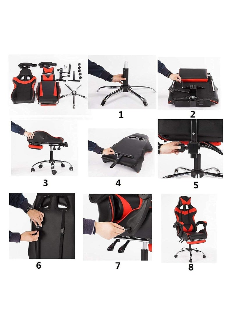 Gaming Chair Racing Style Office Durable Leather Seat 360° Upto 120 Kg