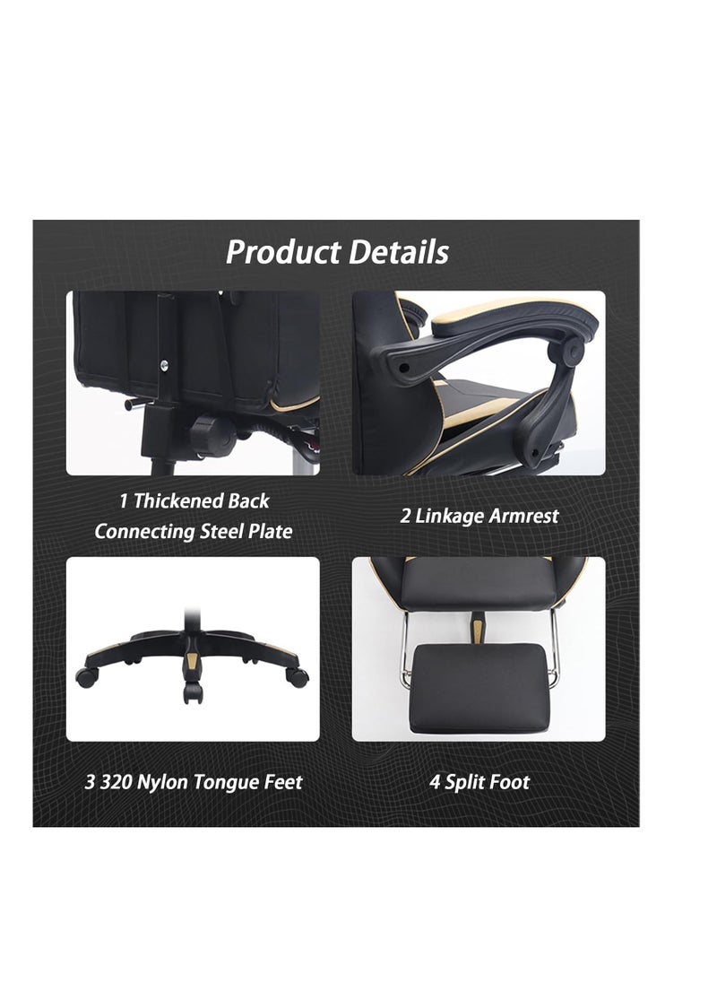 Gaming Chair with Footrest and Massaging Lumbar Support