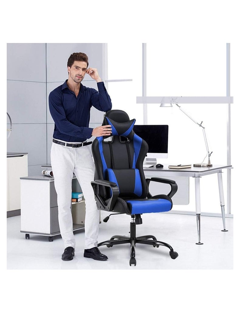Gaming Chair with Footrest and Massaging Lumbar Support