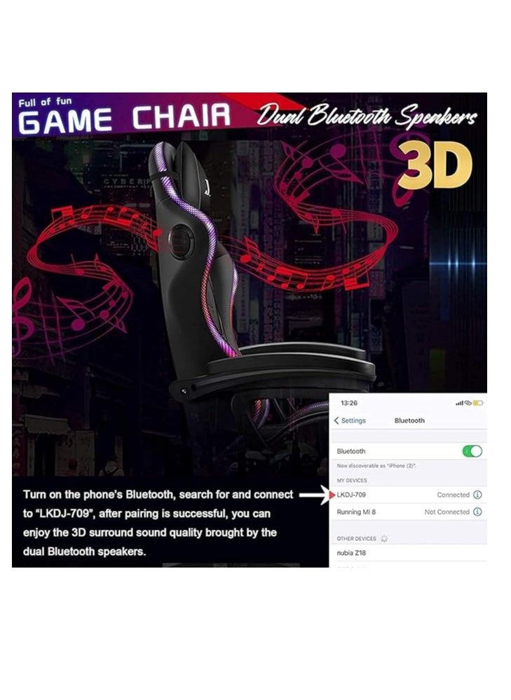 Gaming Chair LED Light Racing Chair Office Massage Chair Red
