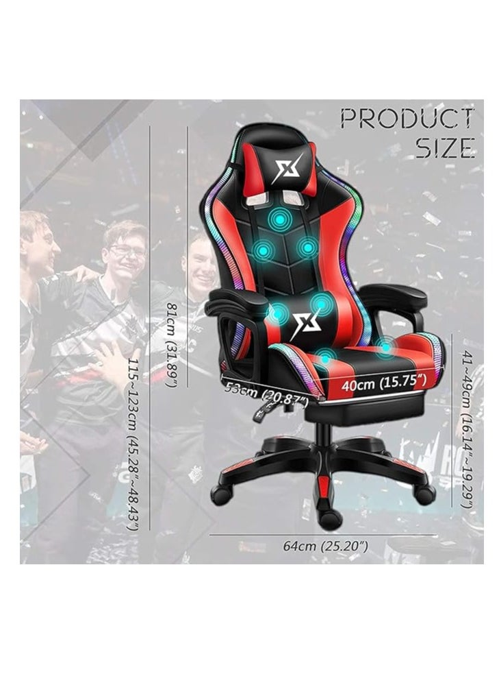 Gaming Chair LED Light Racing Chair Office Massage Chair Red