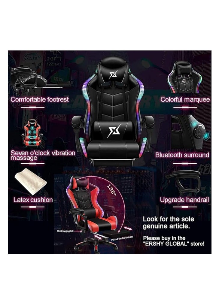 Gaming Chair LED Light Racing Chair Office Massage Chair Red