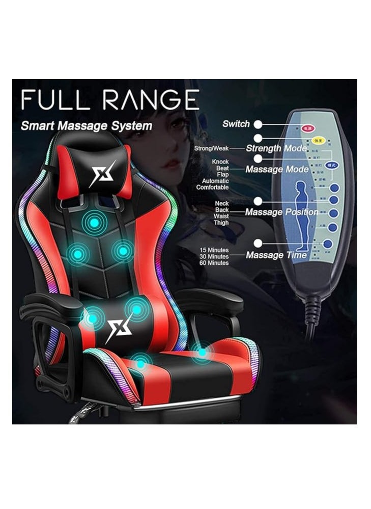 Gaming Chair LED Light Racing Chair Office Massage Chair Red