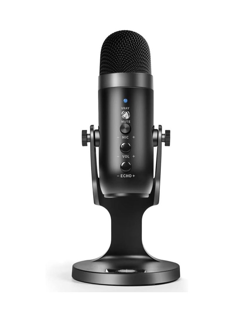 Gaming USB Microphone With Quick Mute For Phone Computer PC PS5 Studio Mic With Gain Control Echo And Monitor Volume Adjust For Streaming Vocal Recording ASMR Podcast Video.