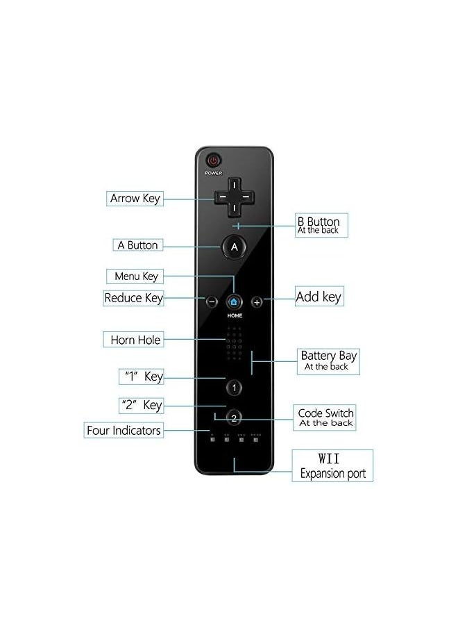 Remote Controller and Nunchaku Controller Replacement with Silicone Case and Wrist Strap(Black 1set)