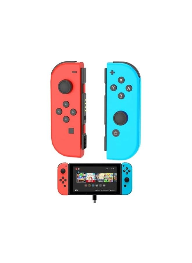 Mobile Gaming Controller Compatible with Nintendo - Wireless Controllers Support Dual Vibration, Wake-up, Motion Control, Pocket Size (Red, Blue)