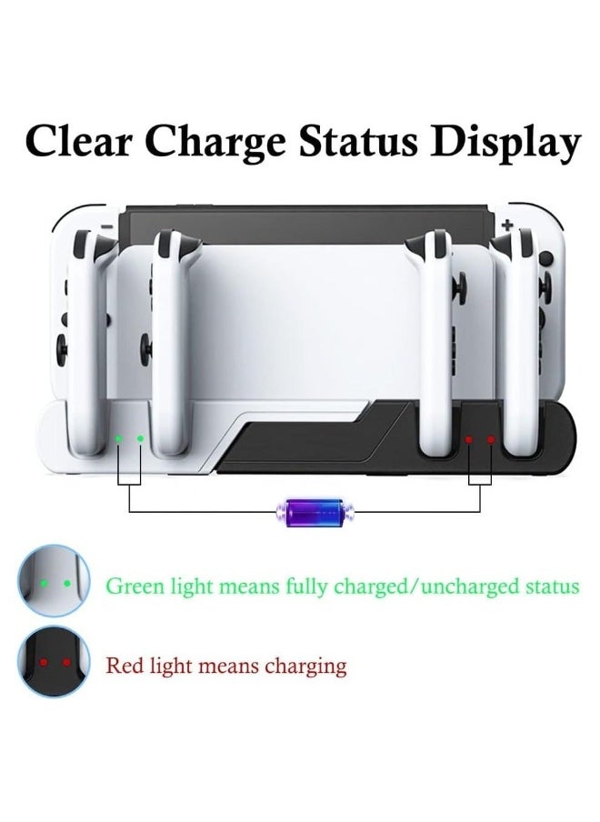 Switch Controller Charging Dock Station Compatible with Nintendo Switch & OLED Model with 4 Joy-con Charging Slots, Joy Con Charger Stand Station for Nintendo Switch with 2 Game Card Slots