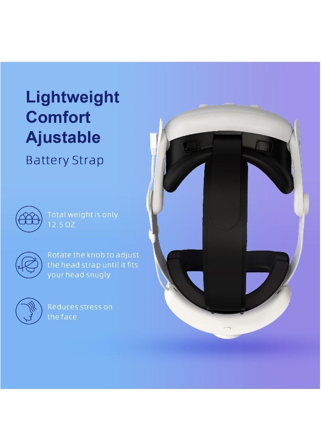 RGB Head Strap, Comfort Head Strap 8000mAh Compatible with Meta Quest 3 Accessories, Battery Pack Elite Strap Replacement for Enhanced Support and Extend Playtime in VR