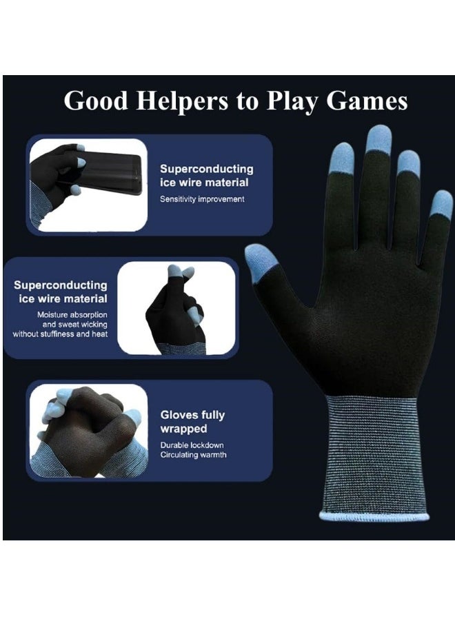 Touchscreen Gloves for Sweaty Hands, High-Sensitive Anti-Sweat Breathable Seamless Gaming Gloves for Tablet iPadMobile Phone PUBG Game Controller