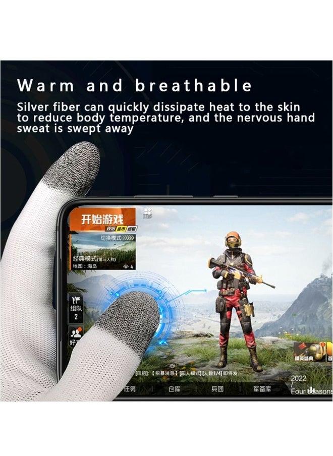 E-Sports Gaming Gloves Finger Sleeves Anti-Sweat Breathable Thumb for Highly Sensitive Nano-Silver Fiber Material Nylon Touch Screen PUBG Mobile Phone Games Accessories