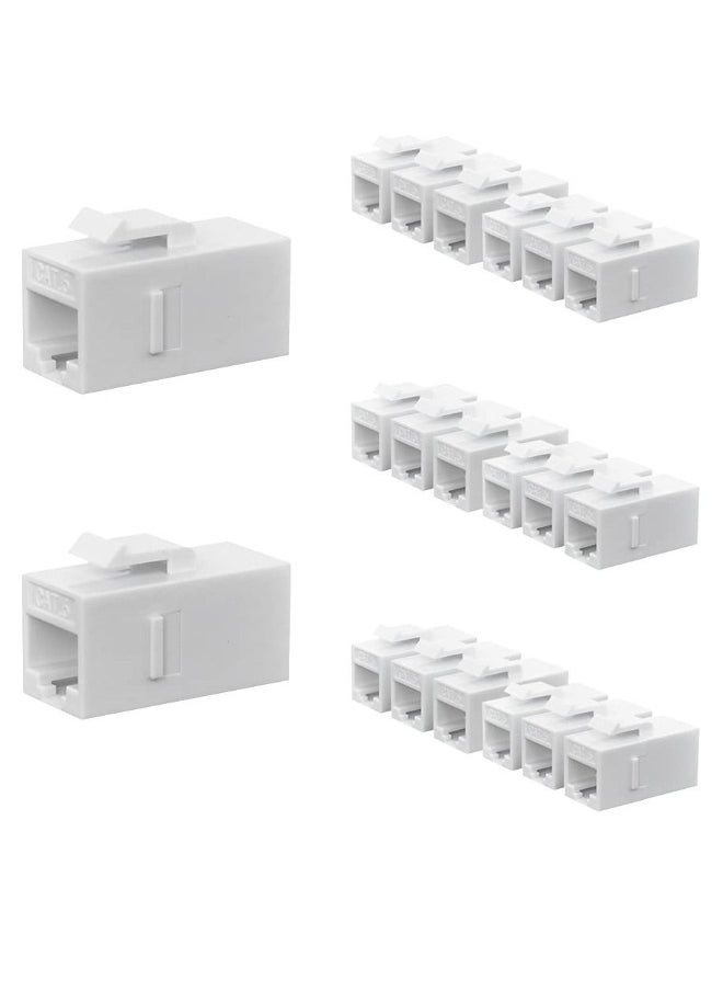 RJ45 CAT6 Keystone Coupler, 20 Pack Female to Female Plug-In Coupler, UTP CAT6 Keystone In-Line Coupler, White