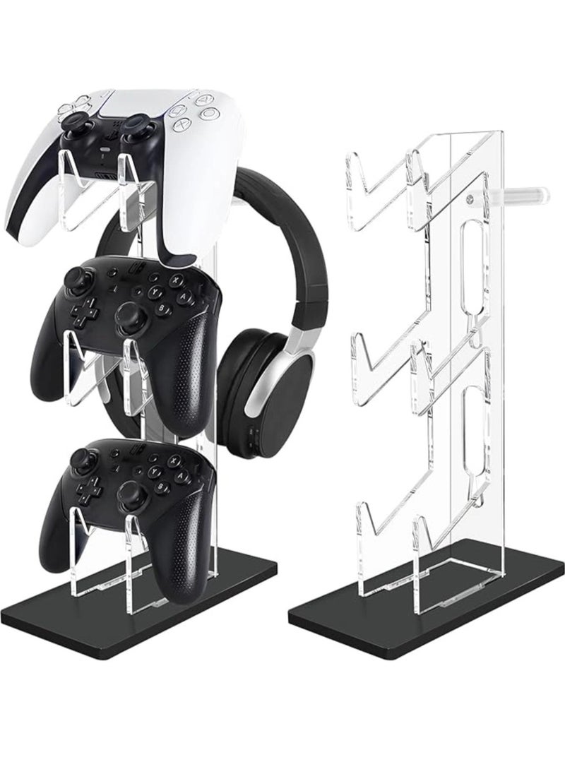 Universal 3 Tier Controller Stand and Headset Holder Game Accessories Storage Bracket for PS5 PS4, Controller Holder Headset Stand Gaming Accessories Black