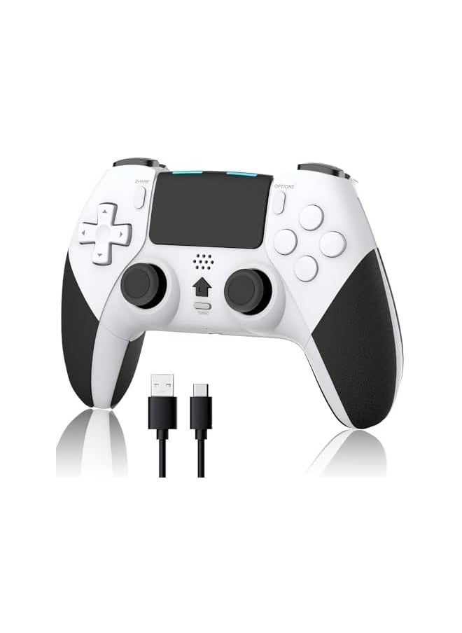 Wireless Pro Controller, Game Controller Compatible with Playstation 4/Slim/Pro/PC,Built-in 800mAh Rechargeable Battery/Responsive Joystick and Buttons/Audio/Turbo (White & Black)