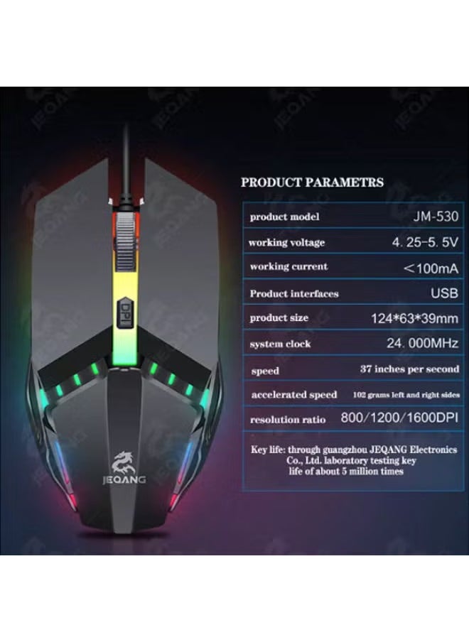 JK-968 Full Size Backlit Wired Gaming Keyboard with Precision Gaming Mouse – RGB Adjustable Lighting, Ergonomic Design, Anti-Ghosting Keys, and High-Precision Sensor – Ideal for Gaming, Typing, and Productivity – Durable, Comfortable, and Responsive Keyboard & Mouse Set