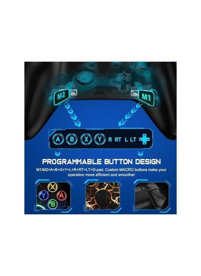 [Need to Upgrade]LED Wireless Controller Replacment for Xbox Controller,Custom Controller PC Gamepad with TURBO,Macro Function