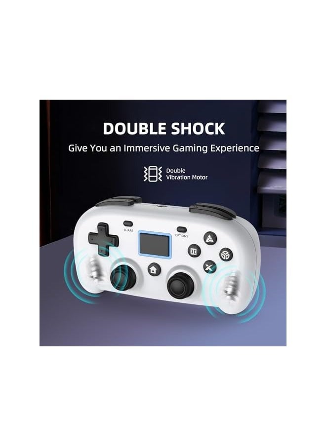 Wireless Controller ,Mini Style  Gamepad PC Game Remote for Window10/8/7,Gaming Controller with Dual Vibration/6-Axis Sensor/Audio Function(White)