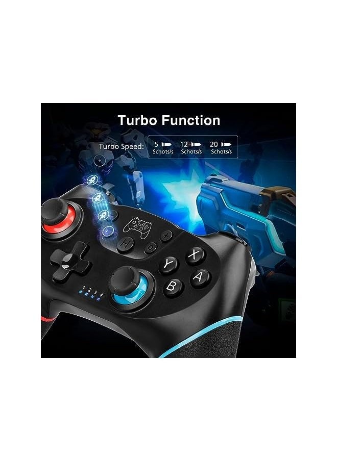 Wireless Switch Controller, Switch Pro Controller with Dual Shock for Switch/Switch Lite, Pro Controller Switch Remote with Turbo/Motion Control (Black)