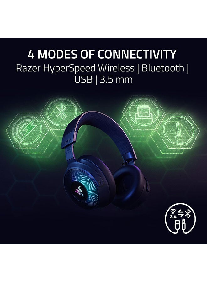 Kraken V4 Pro Wireless Gaming Headphones, OLED Control Hub, 40mm Driver, Razer TriForce Bio-Cellulose Type, Retractable Razer HyperClear Super Wideband Mic, Unidirectional Pick-Up, Black | RZ04-05160100-R3M1