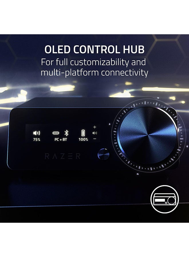 Kraken V4 Pro Wireless Gaming Headphones, OLED Control Hub, 40mm Driver, Razer TriForce Bio-Cellulose Type, Retractable Razer HyperClear Super Wideband Mic, Unidirectional Pick-Up, Black | RZ04-05160100-R3M1