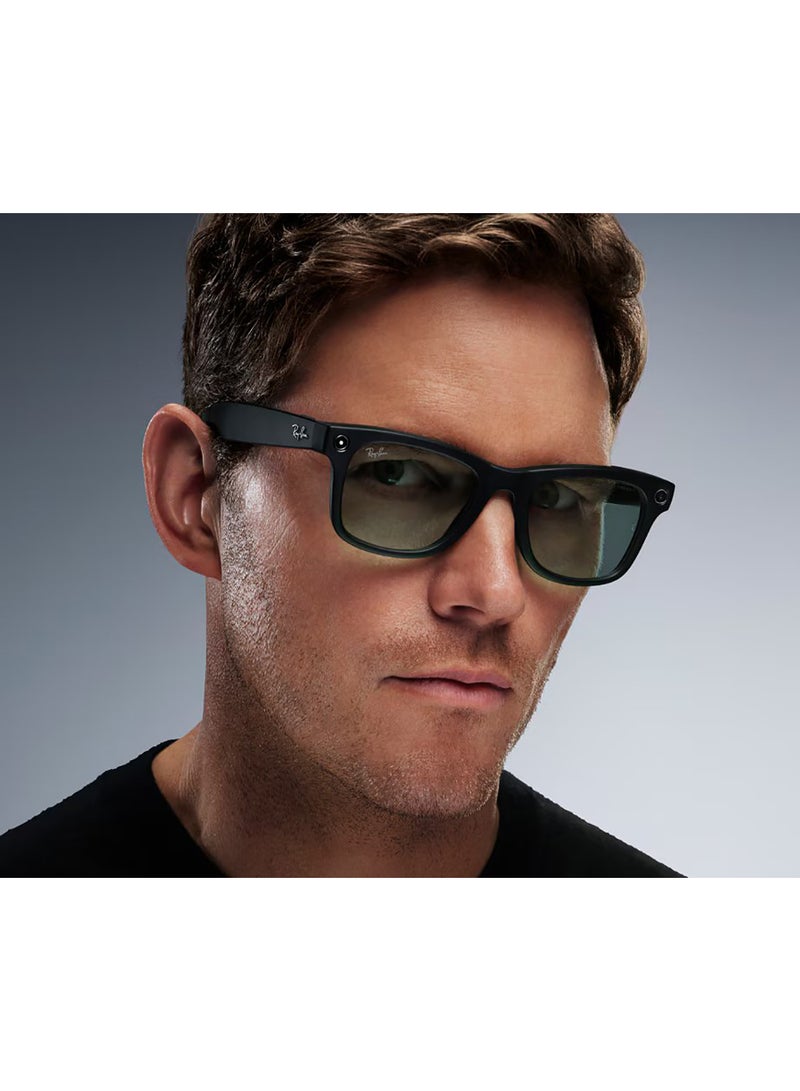 Ray-Ban - Wayfarer Smart Glasses With Meta Ai, Audio, Photo, Video Compatibility - Clear/Graphite Green Transitions Lenses - Matte Black