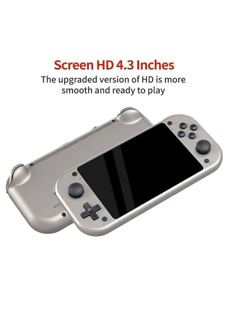 M17 Handheld Game Console Built-in 20000 Games, 4.3-Inch IPS Screen Retro Video Gaming Console for Kid Adult, Cortex-A7 CPU, Linux/Emelec 4.3 System, 3D Joystick -64G Silver (128)