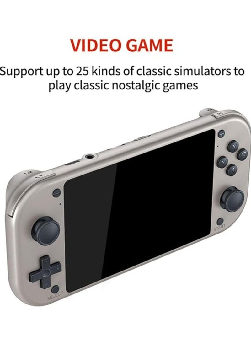 M17 Handheld Game Console Built-in 20000 Games, 4.3-Inch IPS Screen Retro Video Gaming Console for Kid Adult, Cortex-A7 CPU, Linux/Emelec 4.3 System, 3D Joystick -64G Silver (128)