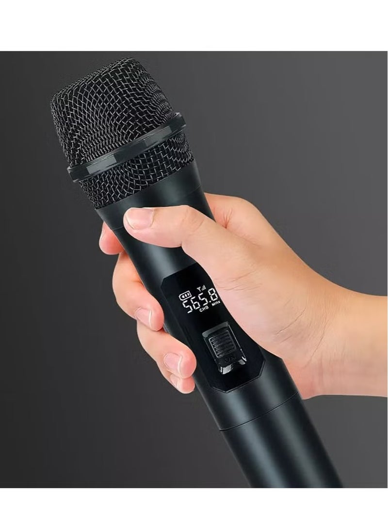 Wireless Handheld Microphone for Home Karaoke, Outdoor Audio, TV Singing, KTV, Parties, Weddings, Meetings, Church, 4-Channel VHF Metal Dynamic Mic with 200ft Range, Noise Reduction, 8-12 Hour Battery