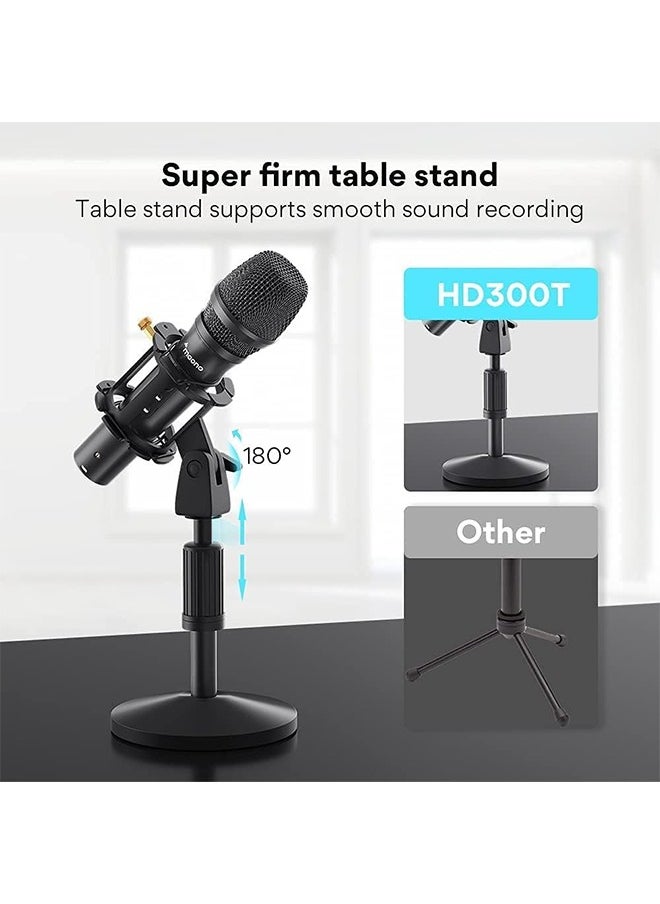 MAONO USB/XLR Podcast Dynamic Microphone, Studio Mic Kit with Volume Control, Shock Mount, Pop Filter, Ideal for Vocal, Instruments Recording, Voice Over, Live Streaming (HD300T)