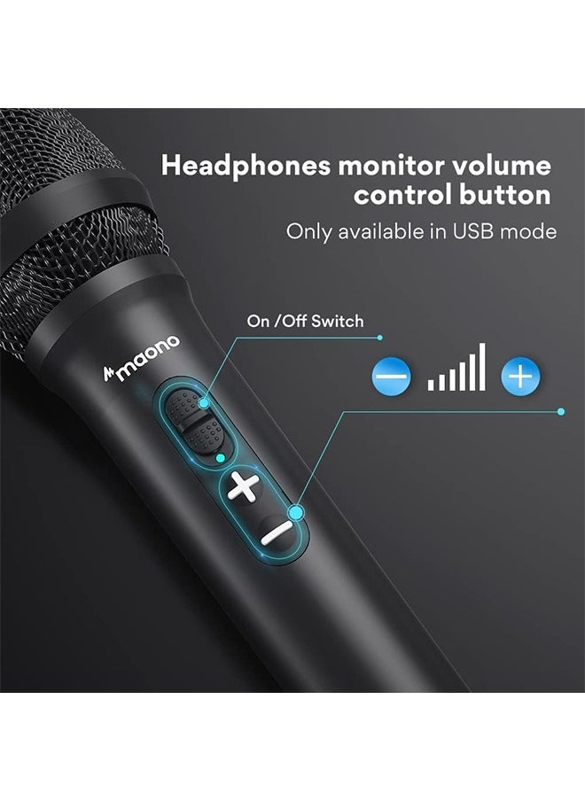 MAONO USB/XLR Podcast Dynamic Microphone, Studio Mic Kit with Volume Control, Shock Mount, Pop Filter, Ideal for Vocal, Instruments Recording, Voice Over, Live Streaming (HD300T)