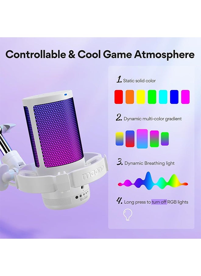 MAONO USB Gaming Microphone with Noise Cancellation, Computer PC Condenser Mic with RGB Light, Mute, Gain, Monitoring for Streaming, Podcast, YouTube, Twitch, Discord, PS5/4, GamerWave DGM20S