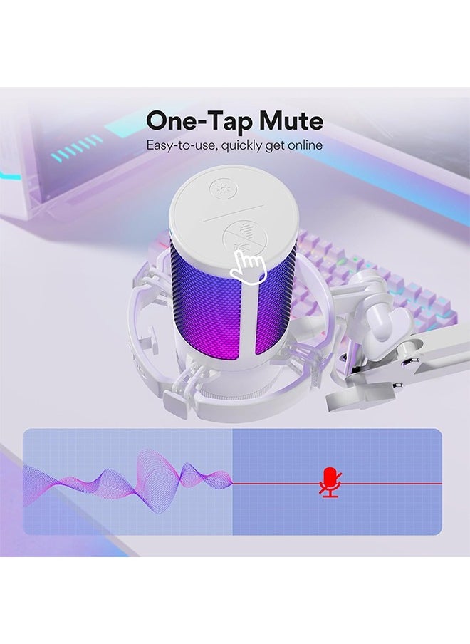 MAONO USB Gaming Microphone with Noise Cancellation, Computer PC Condenser Mic with RGB Light, Mute, Gain, Monitoring for Streaming, Podcast, YouTube, Twitch, Discord, PS5/4, GamerWave DGM20S