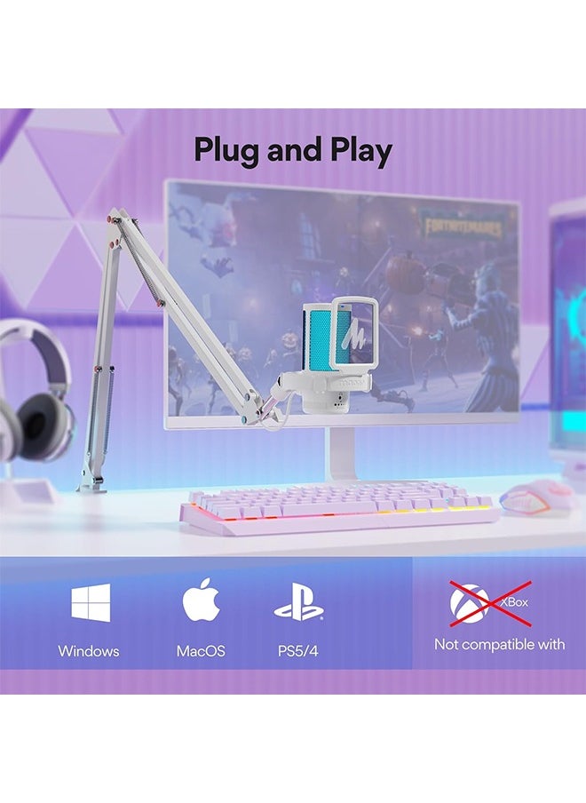 MAONO USB Gaming Microphone with Noise Cancellation, Computer PC Condenser Mic with RGB Light, Mute, Gain, Monitoring for Streaming, Podcast, YouTube, Twitch, Discord, PS5/4, GamerWave DGM20S