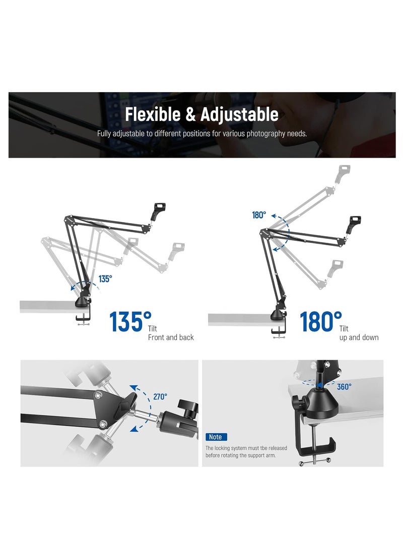 NEEWER Microphone Arm Stand, Suspension Boom Scissor Mic Arm Stand with 3/8
