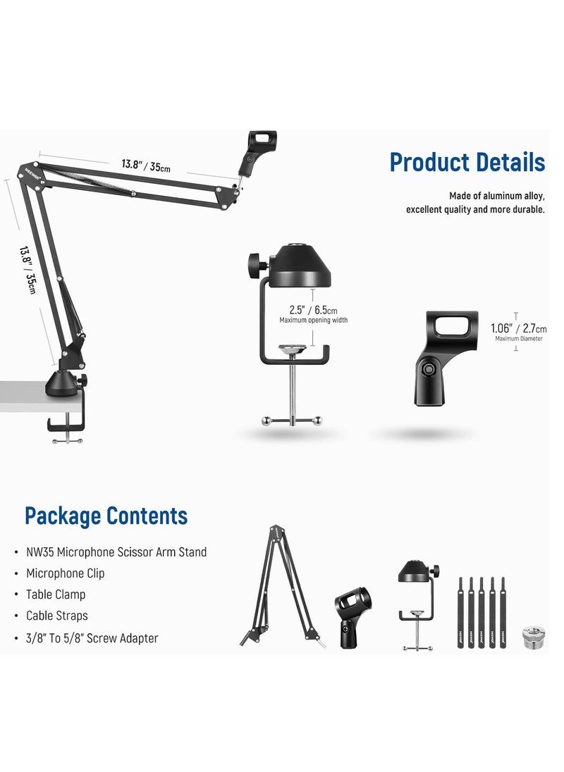 NEEWER Microphone Arm Stand, Suspension Boom Scissor Mic Arm Stand with 3/8