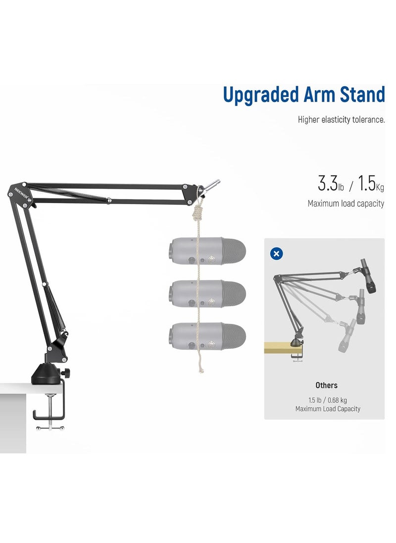 NEEWER Microphone Arm Stand, Suspension Boom Scissor Mic Arm Stand with 3/8