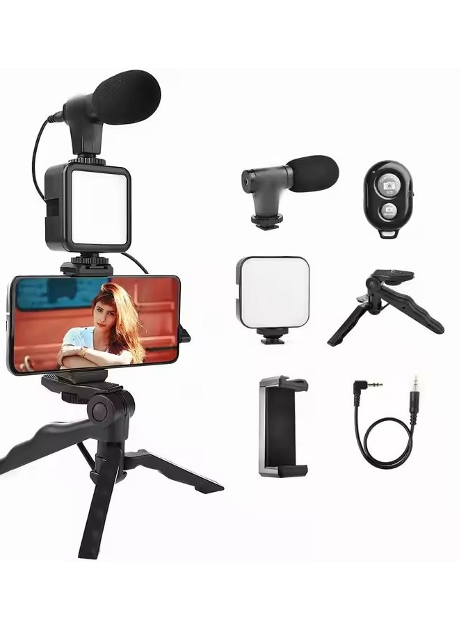 Portable Live Streaming Video Microphone Kit Vlog LED Fill Light Kit