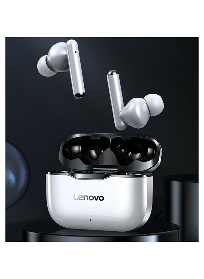 Wireless Bluetooth Earphone With 3300mAh Power Bank White/Silver
