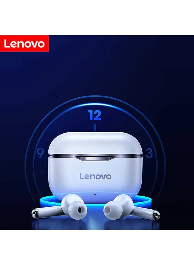 Wireless Bluetooth Earphone With 3300mAh Power Bank White/Silver