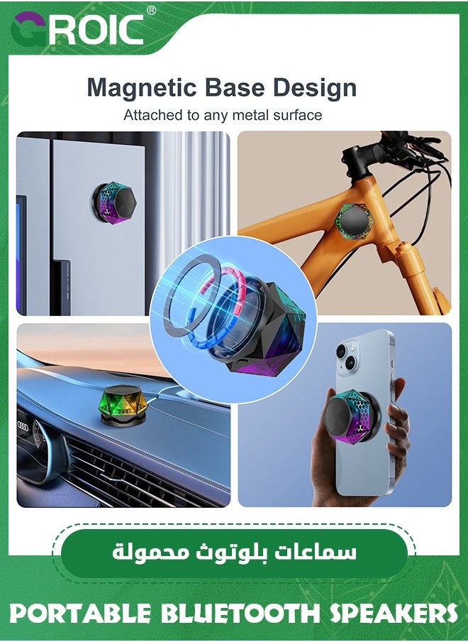 Magnetic Diamond Bluetooth Speaker, Small Wireless Speaker with Multi RGB Color Light Show, Portable Phone Stand for iPhone, Android, TWS Pairing