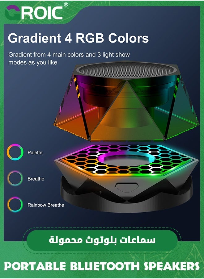 Magnetic Diamond Bluetooth Speaker, Small Wireless Speaker with Multi RGB Color Light Show, Portable Phone Stand for iPhone, Android, TWS Pairing