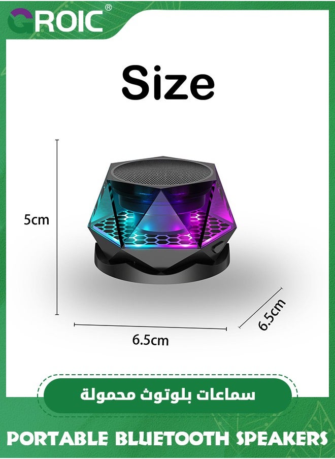 Magnetic Diamond Bluetooth Speaker, Small Wireless Speaker with Multi RGB Color Light Show, Portable Phone Stand for iPhone, Android, TWS Pairing