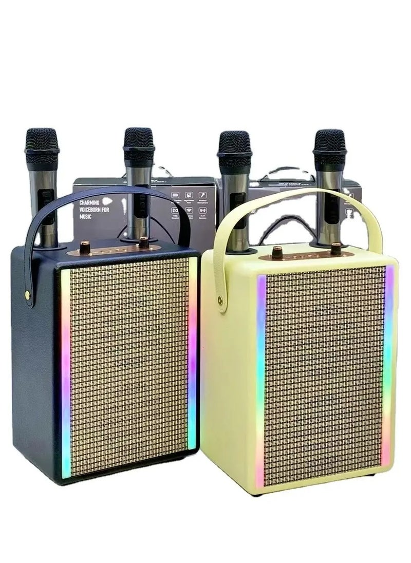 M2003 Karaoke speaker with microphone Low pitch high pitch party wooden speaker suitable