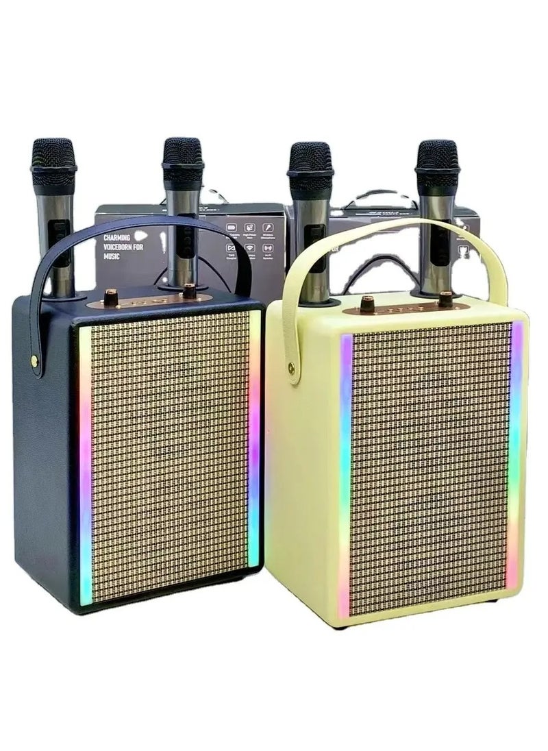 M2003 Karaoke speaker with microphone Low pitch high pitch party wooden speaker suitable