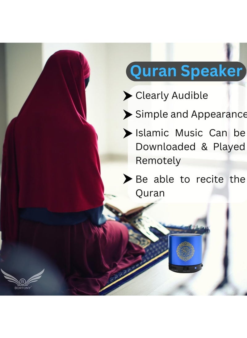 Quran Speaker, SQ200 Remote Control Bluetooth Quran Speaker,Portable Bluetooth Wireless Quran Speaker MP3 Player 8GB TF FM Quran Quran Translator USB Rechargeable Speaker Makkah hajj Gifts (Blue)