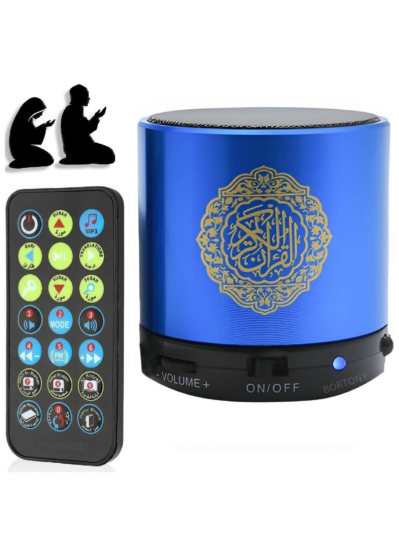 Quran Speaker, SQ200 Remote Control Bluetooth Quran Speaker,Portable Bluetooth Wireless Quran Speaker MP3 Player 8GB TF FM Quran Quran Translator USB Rechargeable Speaker Makkah hajj Gifts (Blue)