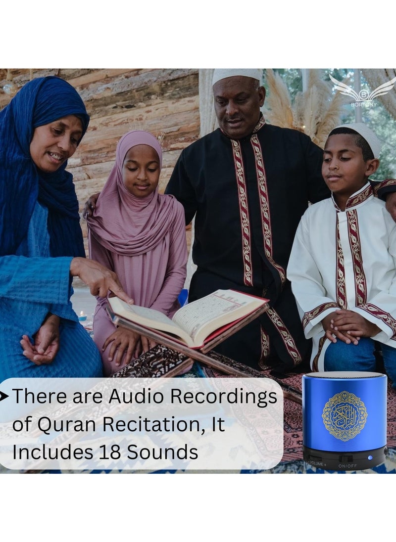 Quran Speaker, SQ200 Remote Control Bluetooth Quran Speaker,Portable Bluetooth Wireless Quran Speaker MP3 Player 8GB TF FM Quran Quran Translator USB Rechargeable Speaker Makkah hajj Gifts (Blue)