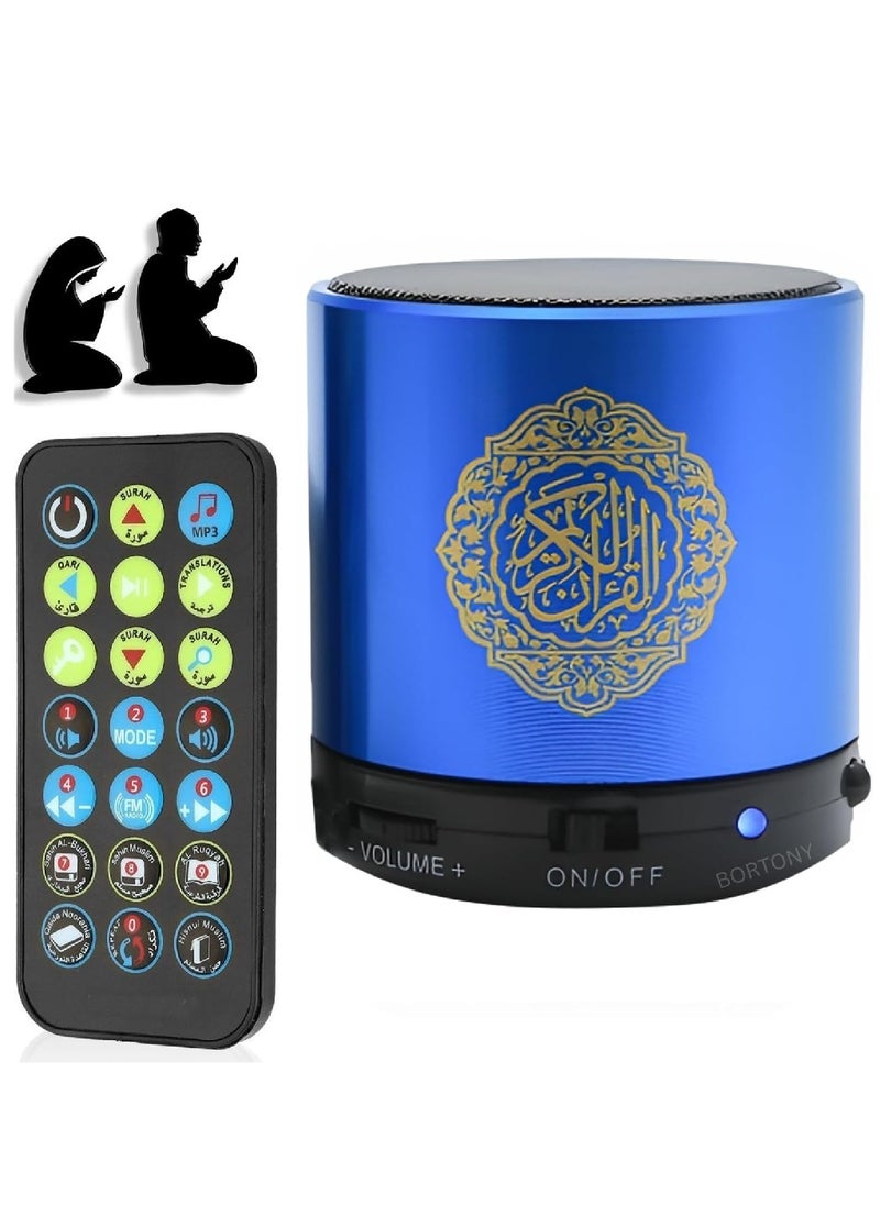 Quran Speaker, SQ200 Remote Control Bluetooth Quran Speaker,Portable Bluetooth Wireless Quran Speaker MP3 Player 8GB TF FM Quran Quran Translator USB Rechargeable Speaker Makkah hajj Gifts (Blue)