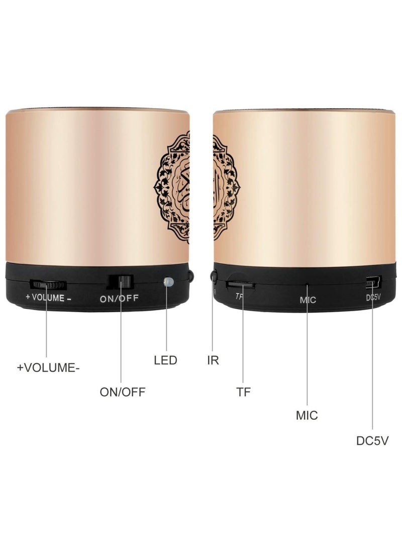 Quran Speaker, SQ200 Remote Control Bluetooth Quran Speaker,Portable Bluetooth Wireless Quran Speaker MP3 Player 8GB TF FM Quran Quran Translator USB Rechargeable Speaker Makkah hajj Gifts (Golden)
