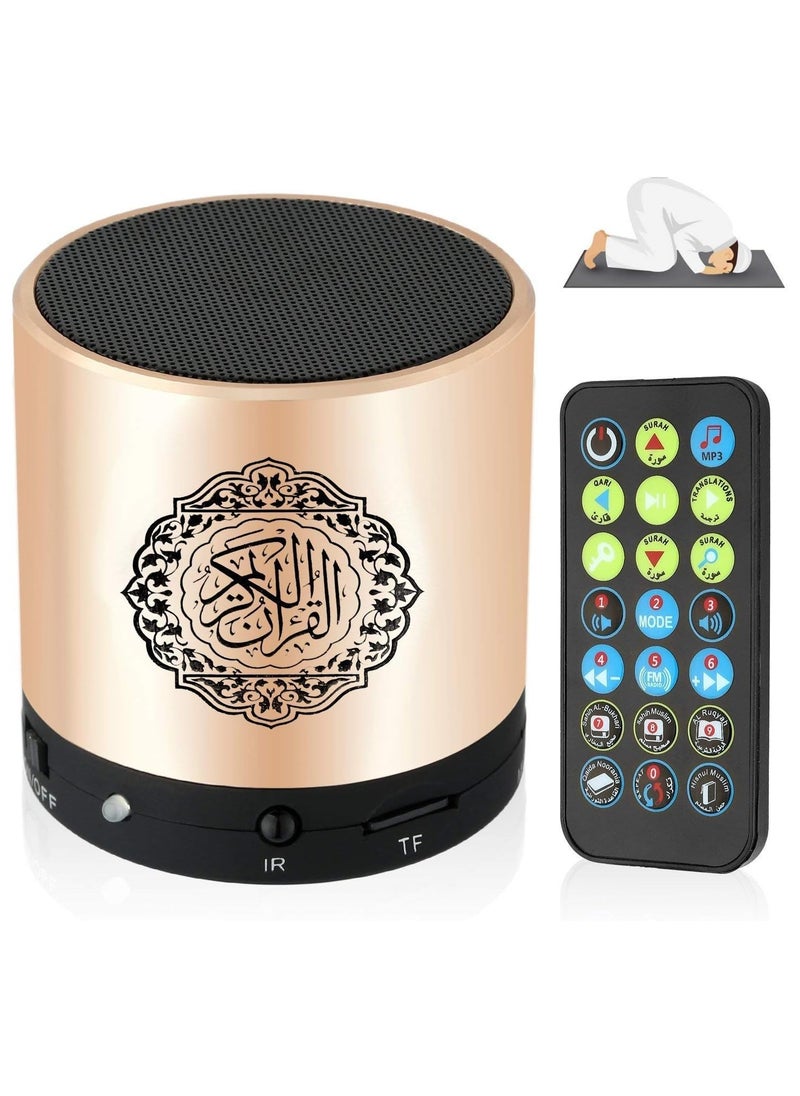 Quran Speaker, SQ200 Remote Control Bluetooth Quran Speaker,Portable Bluetooth Wireless Quran Speaker MP3 Player 8GB TF FM Quran Quran Translator USB Rechargeable Speaker Makkah hajj Gifts (Golden)